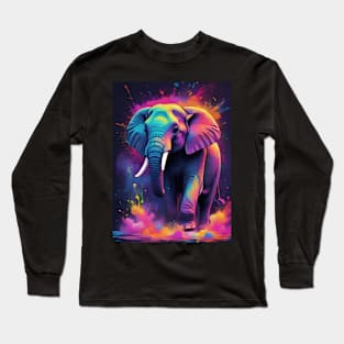 Multi-Coloured Large Elephant Long Sleeve T-Shirt